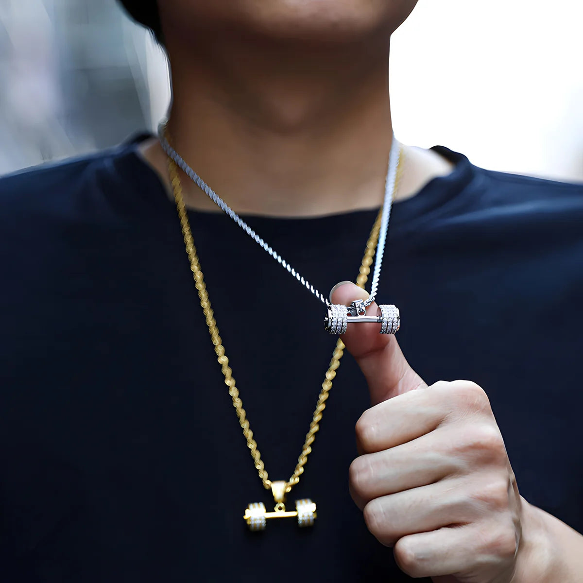 Diamond Dumbbell Pendant
