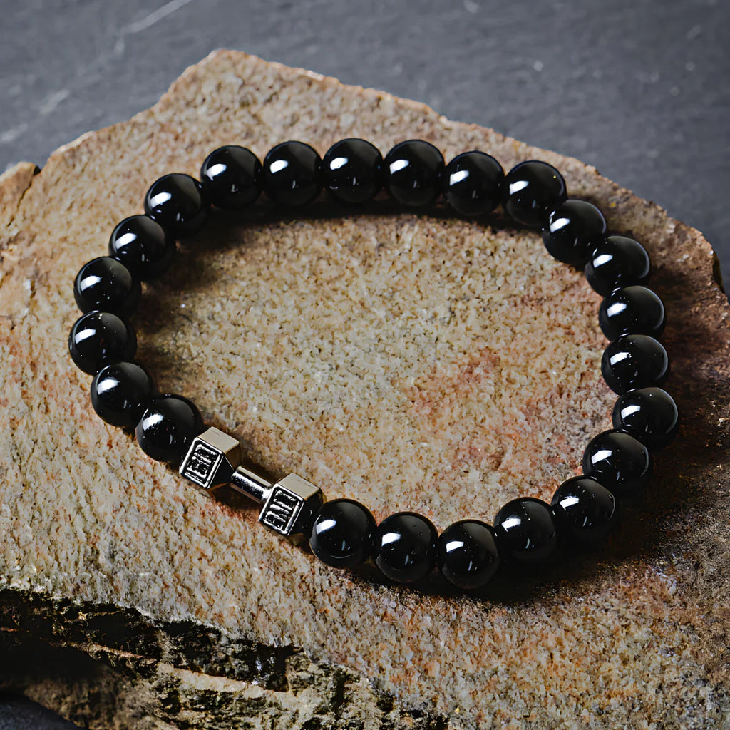 Dumbbell Obsidian Bead Bracelet