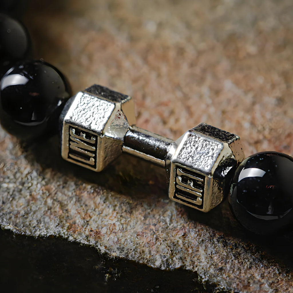 Dumbbell Obsidian Bead Bracelet
