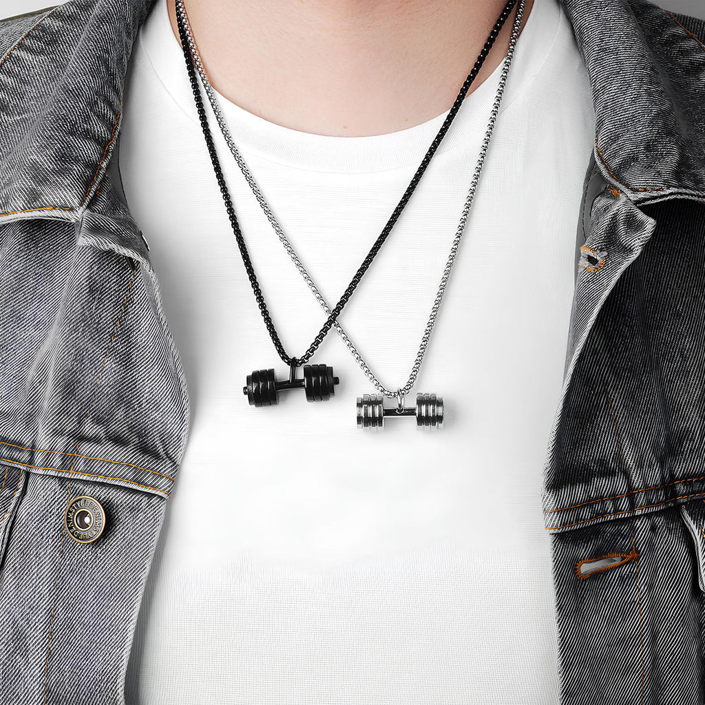 Heart Of Strength Dumbbell Necklace