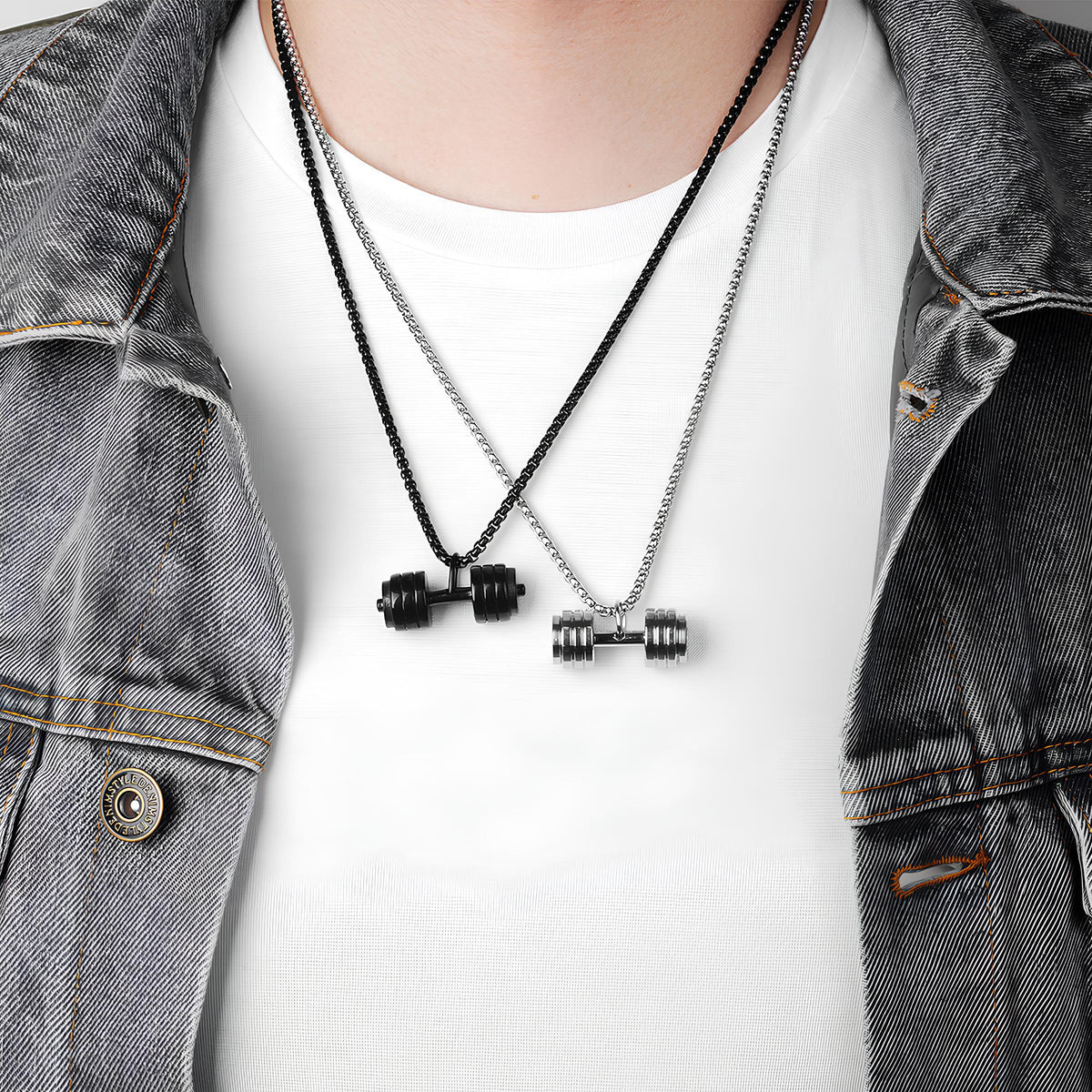 Heart Of Strength Dumbbell Necklace
