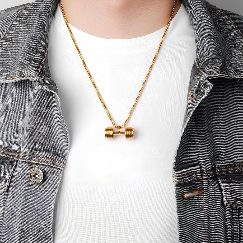 Heart Of Strength Dumbbell Necklace