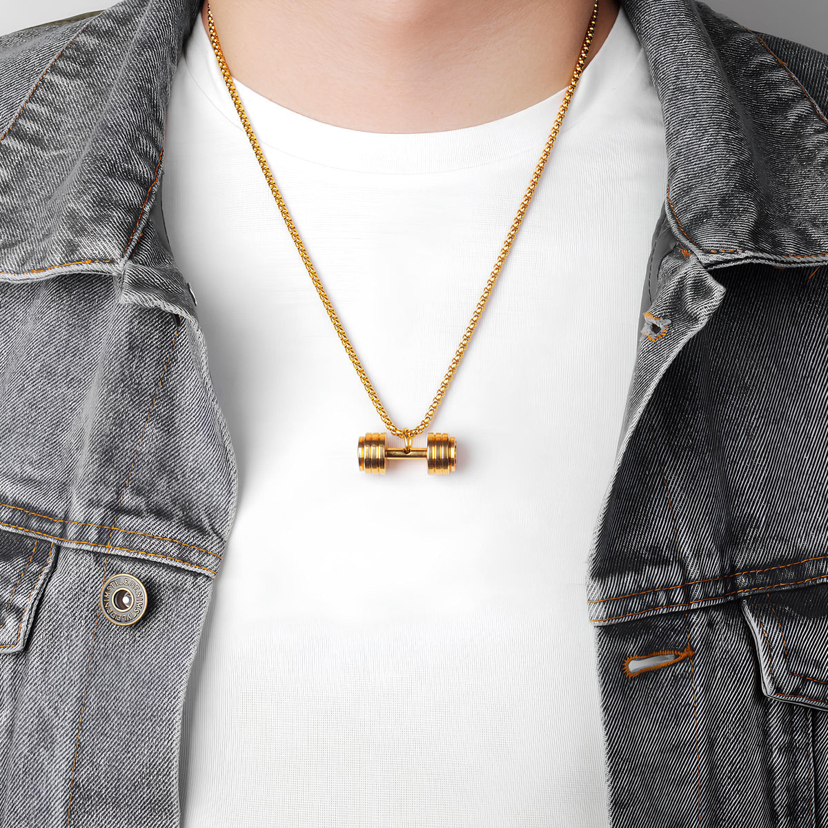 Heart Of Strength Dumbbell Necklace